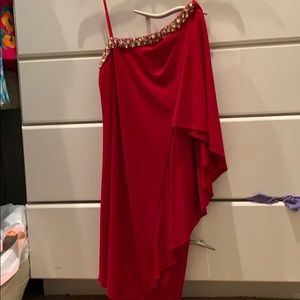 Off the shoulder red dress